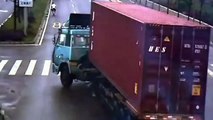 Lucky escape: Woman uninjured after truck crushes scooter in China