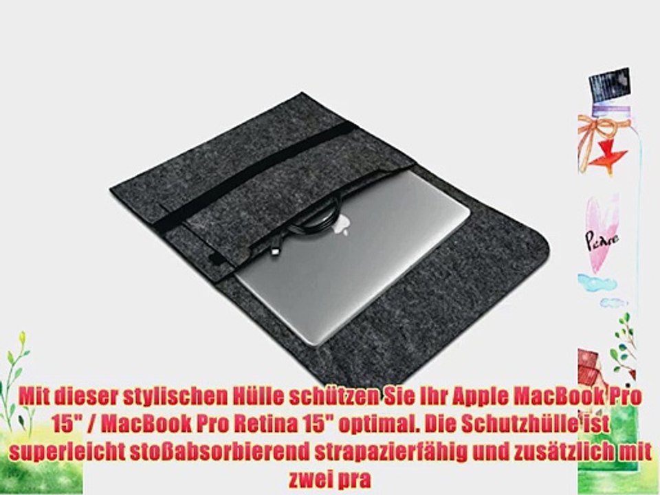 kwmobile? Edle Laptop Schutzh?lle f?r Apple MacBook Pro 15 aus strapazierf?higem Filz in Dunkelgrau