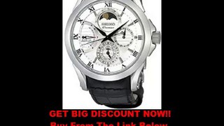 REVIEW Seiko SRX003 Mens Premier Kinetic Direct Drive Moonphase White Dial Black Leather Watch