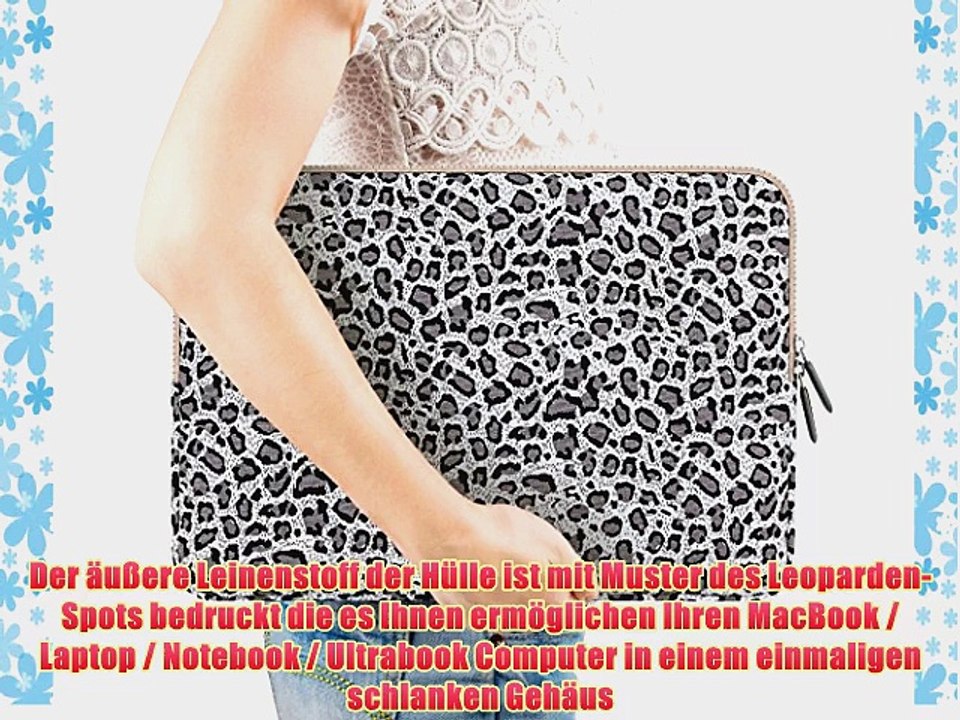 Laptoph?lle PLEMO Leoparden-Spots Canvas-Gewebe H?lle Sleeve Tasche f?r 33-338 cm (13-133 Zoll)