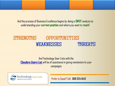 Be an innovative marketer by using multichannel campaigns for reaching out to global decision makers with our Cloudera Users List