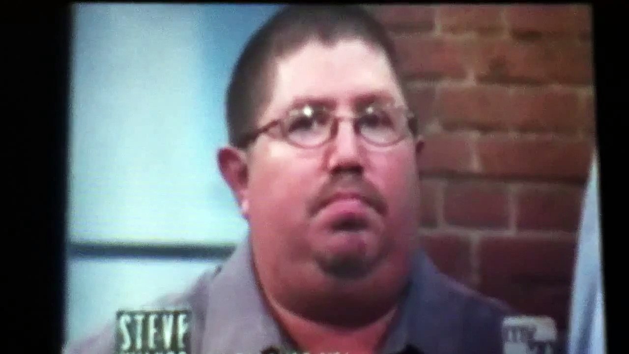 Steve wilkos breaks a chair in many pieces.