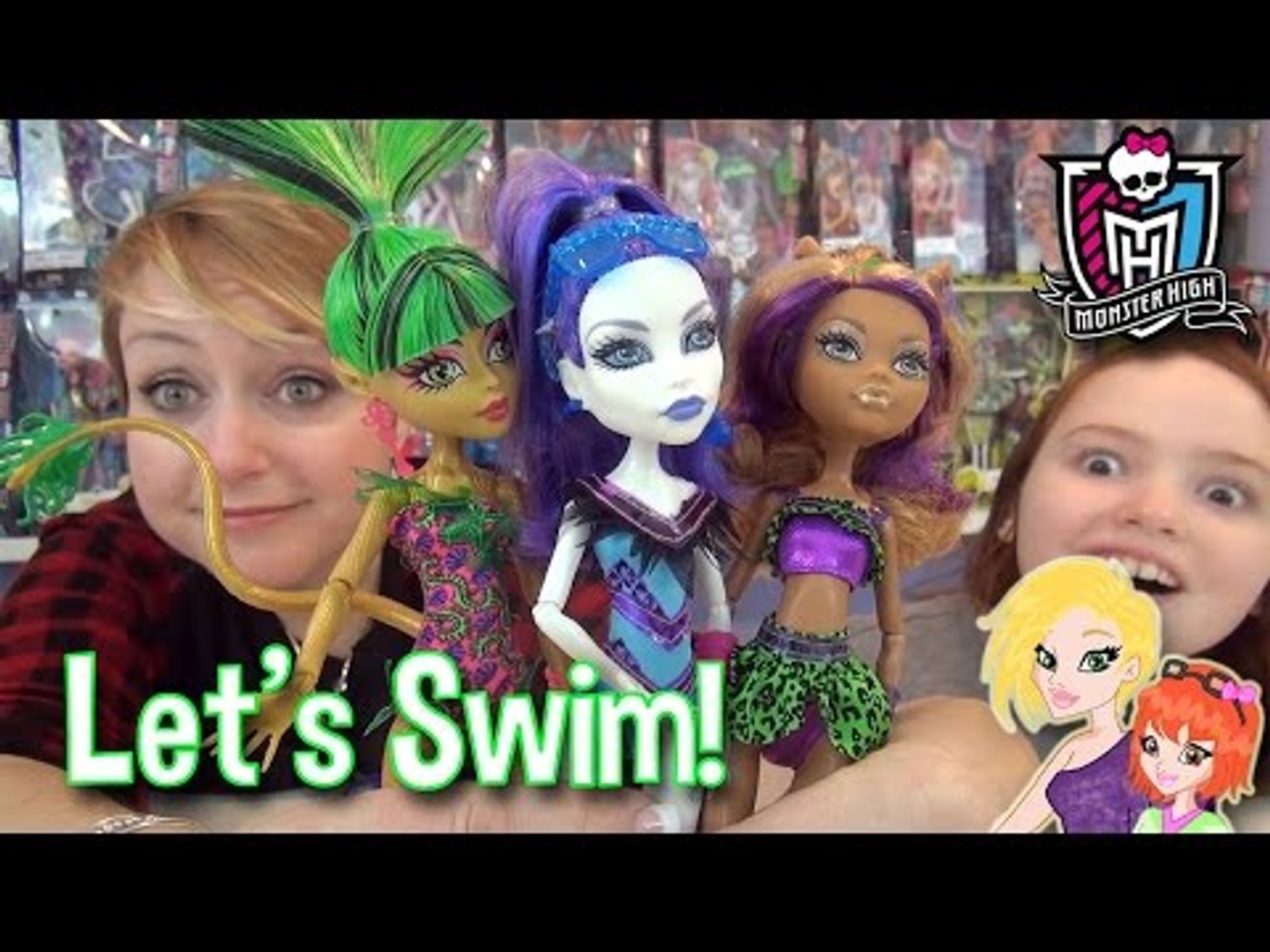 Monster High Swim Class Jinafire Long Clawdeen Wolf and Spectra Vondergeist Dolls Review