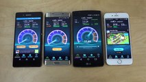 Sony Xperia Z3+ vs  Samsung Galaxy S6 Edge vs  LG G4 vs  iPhone 6   Internet Speed Test!