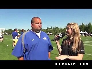 Female Reporter On The Football Field Hit by a Player