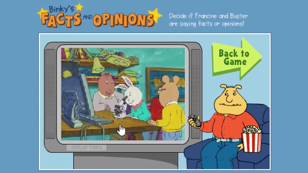 Arthur Binky's Facts and Opinions Cartoon Animation PBS Kids Game Play Walkthrough