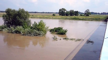 Hochwasser Neiße am Grenzübergang Forst (Lausitz)