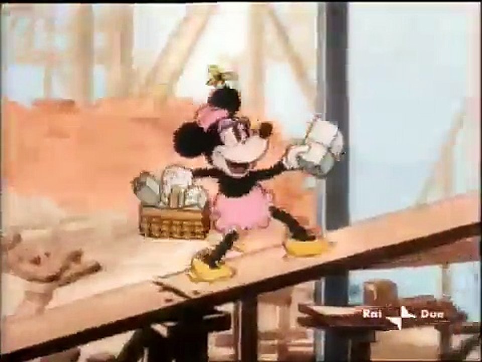Mickey Mouse  Minnie Mouse-Building a Building(Colorized)
