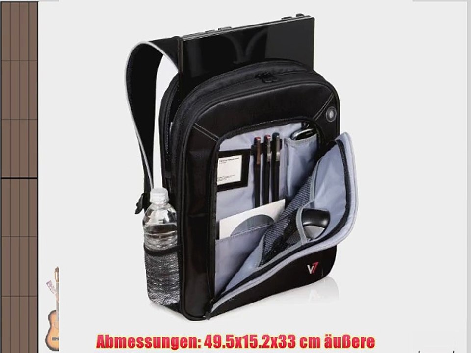 V7 Professional Backpack Notebook Rucksack bis 432 cm (17 Zoll) schwarz