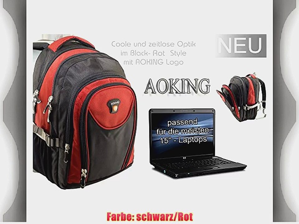 Laptop Rucksack Schulrucksack Schulranzen Schultasche A4 15 Zoll in 5 Farben Aoking Uni Rucksack