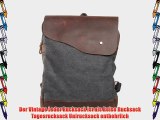 Canvas Leder Rucksack Backpack f?r Uni laptop Rucksack Reisetasche (dunkel grau)