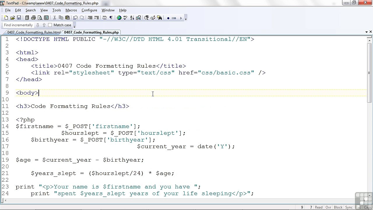 Web Design Code Formatting Rules