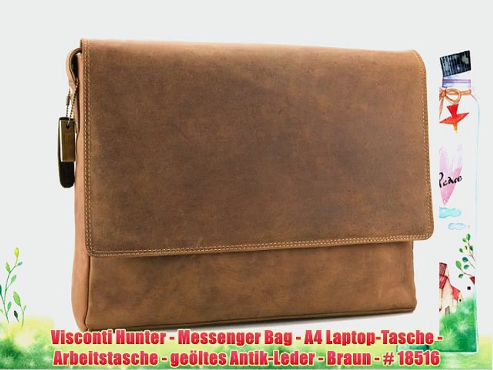 Visconti Hunter - Messenger Bag - A4 Laptop-Tasche - Arbeitstasche - ge?ltes Antik-Leder -