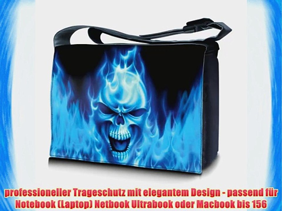 Luxburg? Design Messenger Bag Notebooktasche Umh?ngetasche f?r 156 Zoll Motiv: Blaues Feuer