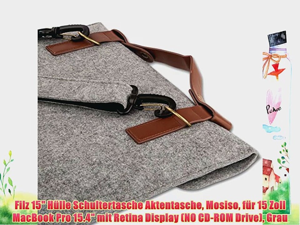 Filz 15 H?lle Schultertasche Aktentasche Mosiso f?r 15 Zoll MacBook Pro 15.4 mit Retina Display