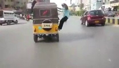 Girls enjoying in a rickshaw