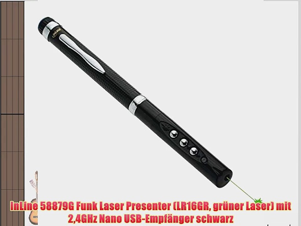 InLine 58879G Funk Laser Presenter (LR16GR gr?ner Laser) mit 24GHz Nano USB-Empf?nger schwarz