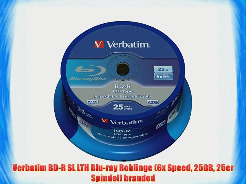 Verbatim BD-R SL LTH Blu-ray Rohlinge (6x Speed 25GB 25er Spindel) branded