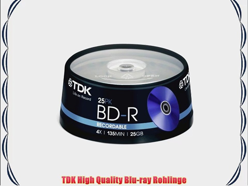 TDK T78301 BD-R Blu-ray Rohlinge 25GB in Cakebox (25 St?ck) 4x Speed