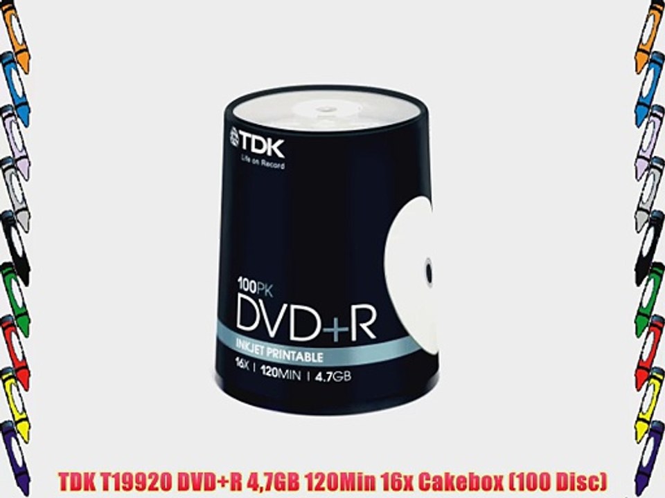 TDK T19920 DVD R 47GB 120Min 16x Cakebox (100 Disc)