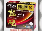 TDK Blu-ray BD-RE DL (Dual Layer) Re-writable Disk 50GB 2x Speed 10 Pack | Blu-ray Disc Rewritable