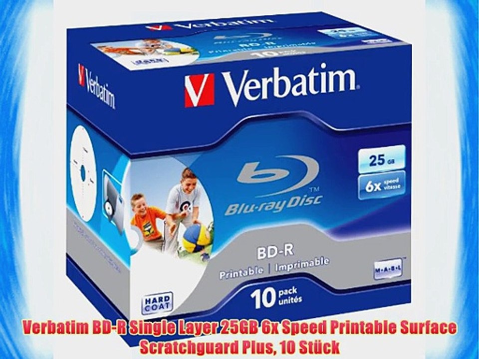 Verbatim BD-R Single Layer 25GB 6x Speed Printable Surface Scratchguard Plus 10 St?ck