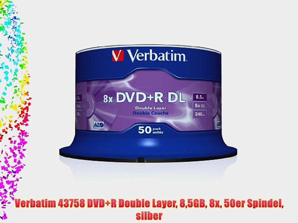 Verbatim 43758 DVD R Double Layer 85GB 8x 50er Spindel silber