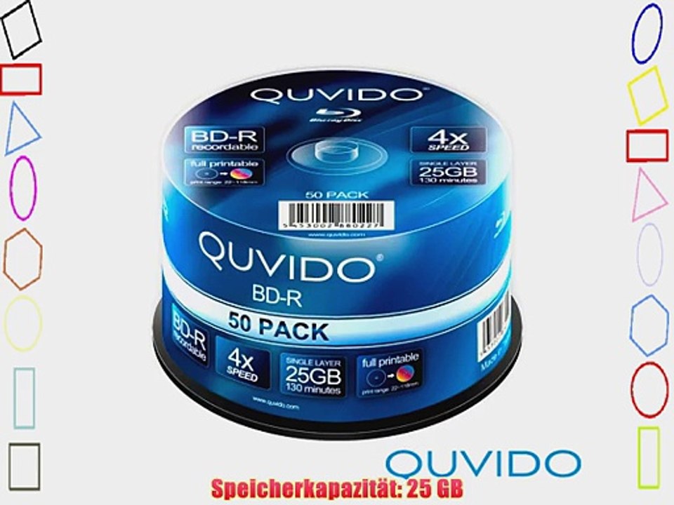 50 QUVIDO BD-R 25GB 4x Full Printable in Spindel // RiTEK