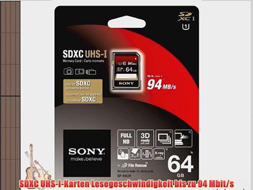 Sony SF64UX SDXC 64GB Speicherkarte (UHS-I 94Mbps) f?r DSLR-/SLT-Kamera