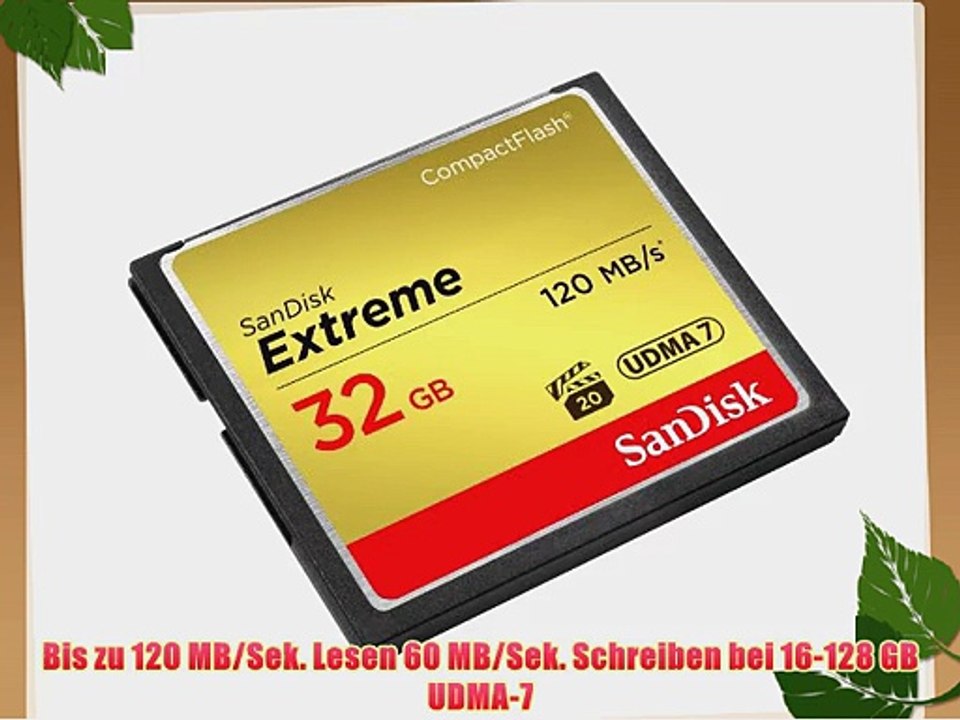 SanDisk SDCFXS-032G-X46 Extreme 32GB CompactFlash UDMA7 Speicherkarte bis zu 120MB/Sek. lesen