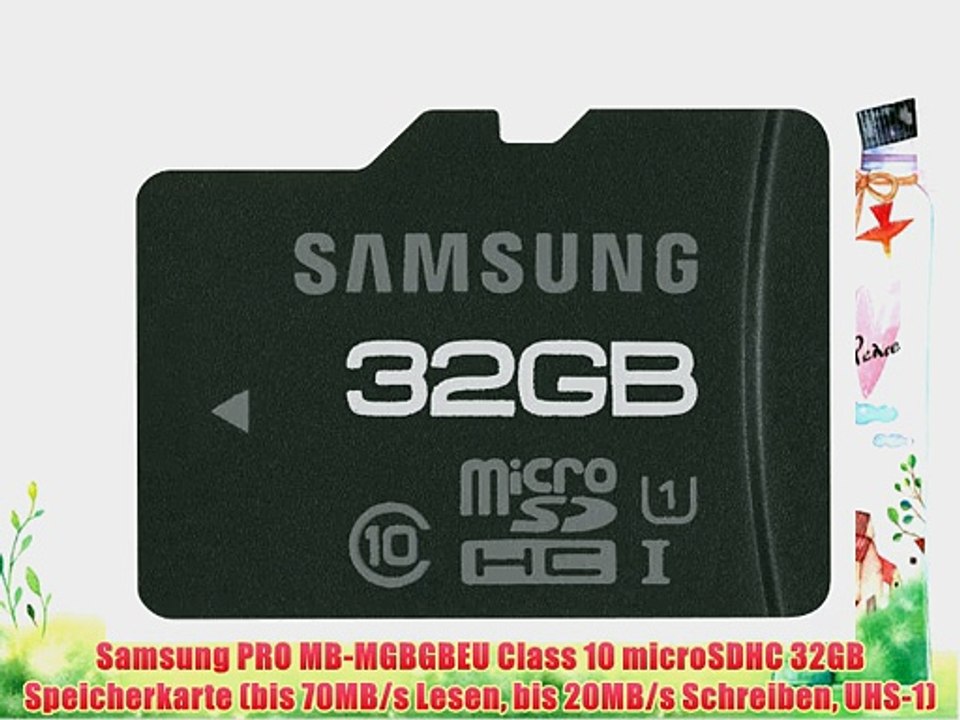 Samsung PRO MB-MGBGBEU Class 10 microSDHC 32GB Speicherkarte (bis 70MB/s Lesen bis 20MB/s Schreiben