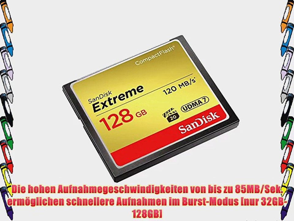 SanDisk SDCFXSB-128G-G46 Extreme Compact Flash 128GB UDMA7 Speicherkarte bis zu 120MB/Sek.