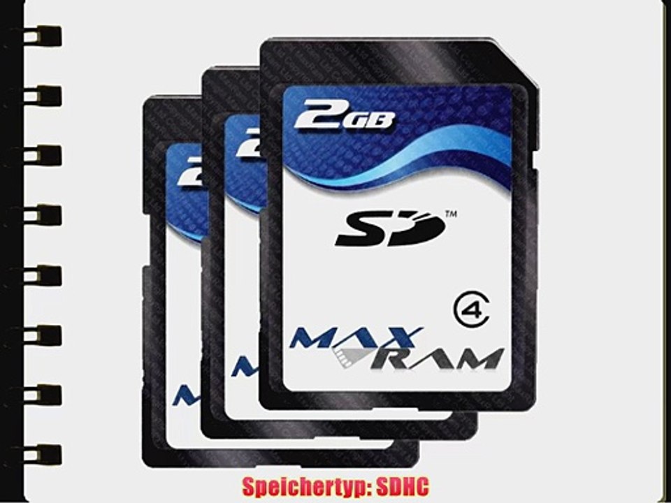3er Pack Speicherkarte SD SDHC 2 GB - Class 4 f?r Canon Digital IXUS 40/50/750/II Concord 3045