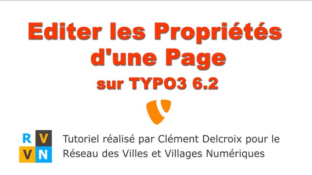 Tutoriel TYPO3 6.2 - Editer les propriétés des pages