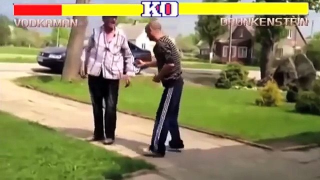 Russian drunk Guys fighting in real live Street Fighter Parody!
