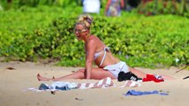Britney Spears Shows Off Her Flexibility On The Beach in Hawaii