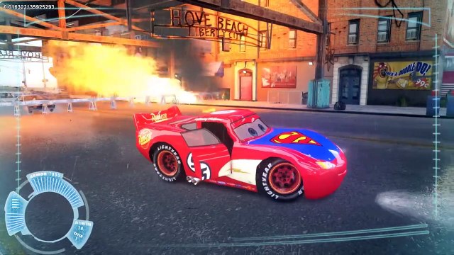 Disney Pixar Iron Man Having Fun with Custom Car Lightning Mcqueen Spider Man,Superman,Spider Man