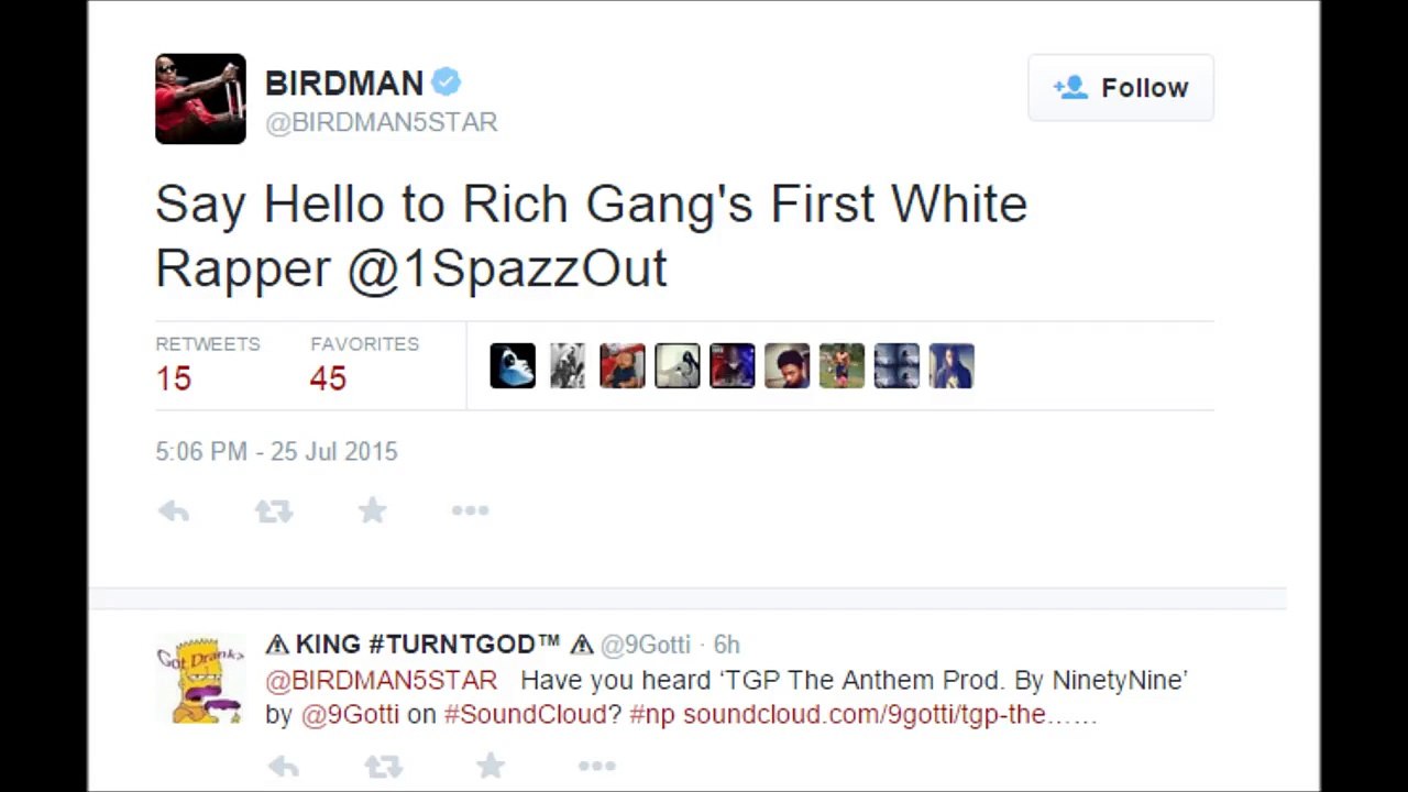 BIRDMAN WELCOMES FIRST WHITE RAPPER @1SpazzOut INTO RICH GANG!