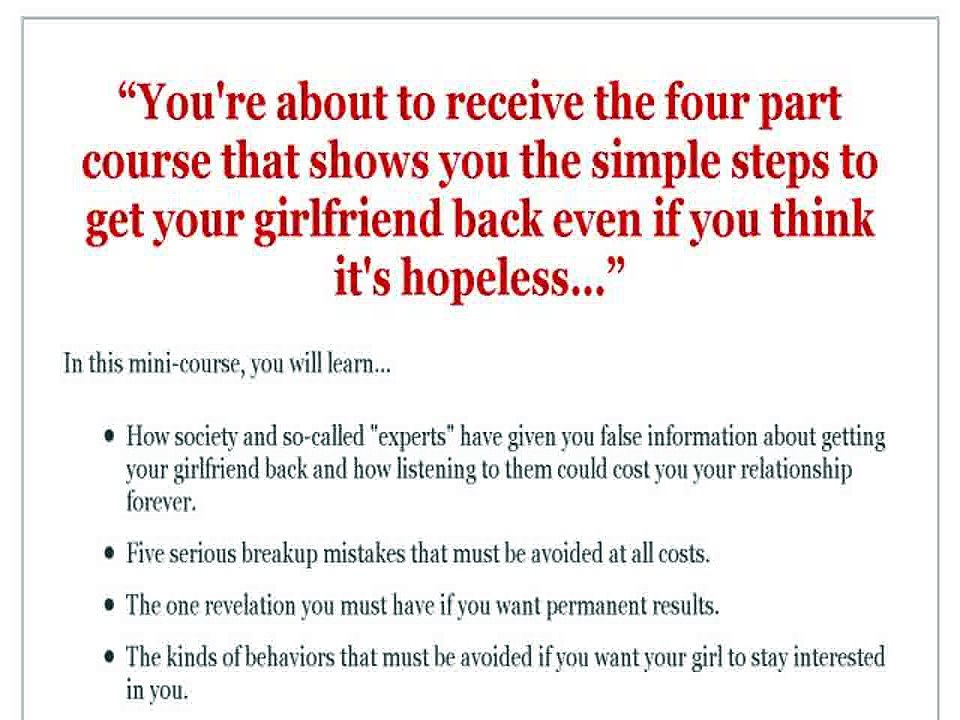 The Get Your Girl Back System
