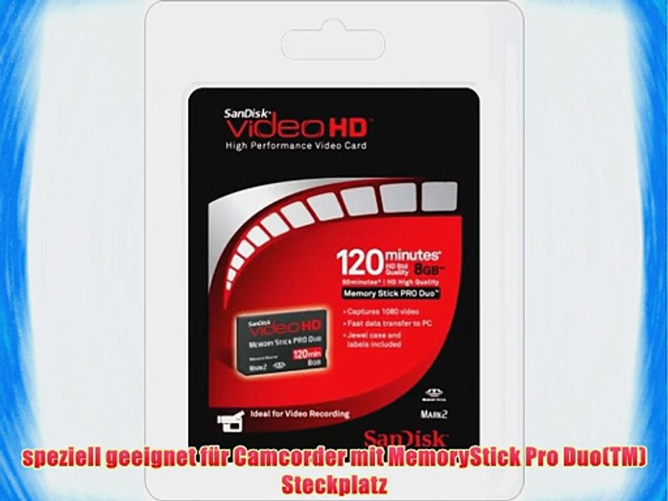 SanDisk MemoryStick Pro Duo Speicherkarte Video HD Ultra II 8GB