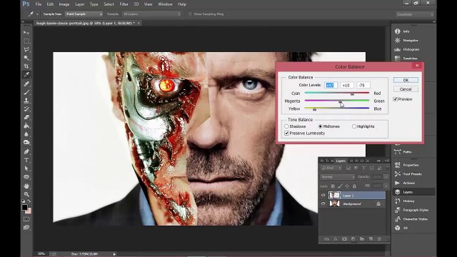 photoshop tutorial terminator face