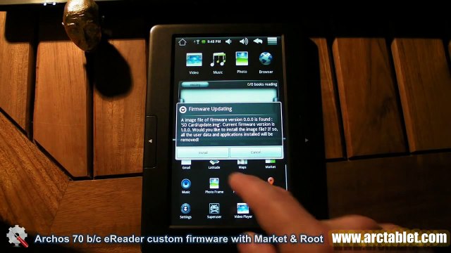 Archos 70b eReader custom firmware with Android Market and root