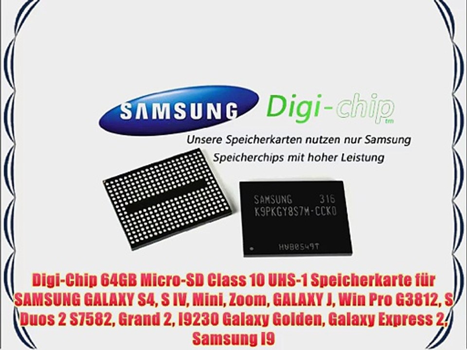 Digi-Chip 64GB Micro-SD Class 10 UHS-1 Speicherkarte f?r SAMSUNG GALAXY S4 S IV Mini Zoom GALAXY