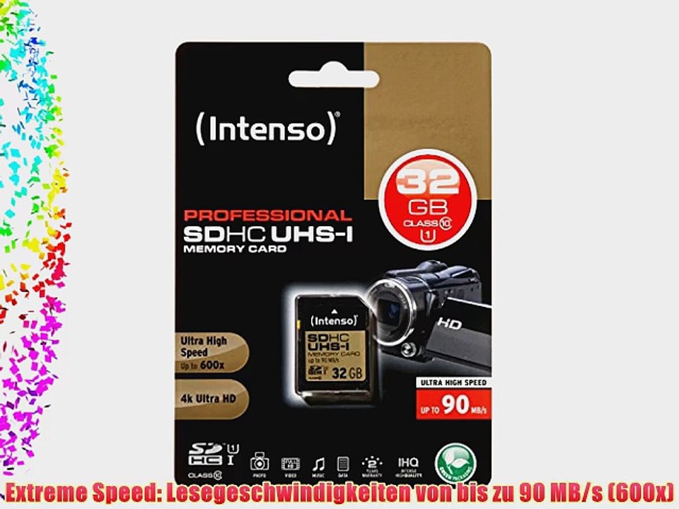 Intenso 3431480 Professional SDHC UHS-I Class 10 32GB Speicherkarte (bis 90Mbps) schwarz