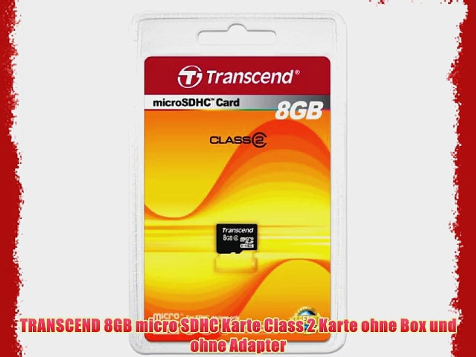 TRANSCEND 8GB micro SDHC Karte Class 2 Karte ohne Box und ohne Adapter