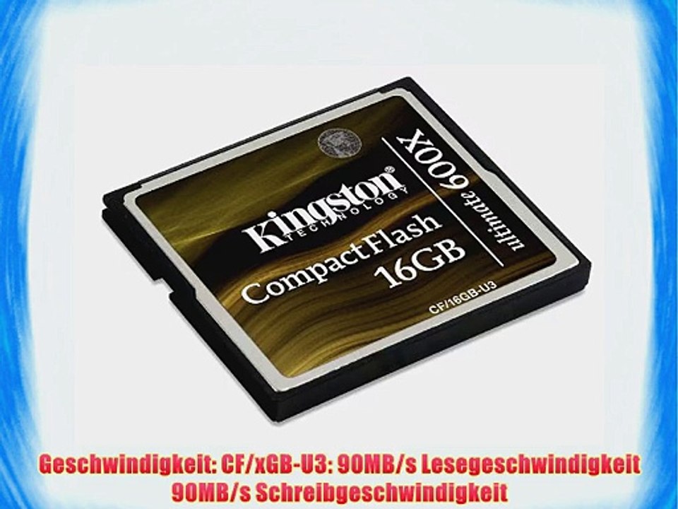 Kingston CF/16GB-U3 CompactFlash-Karte Ultimate 600x - 16 GB