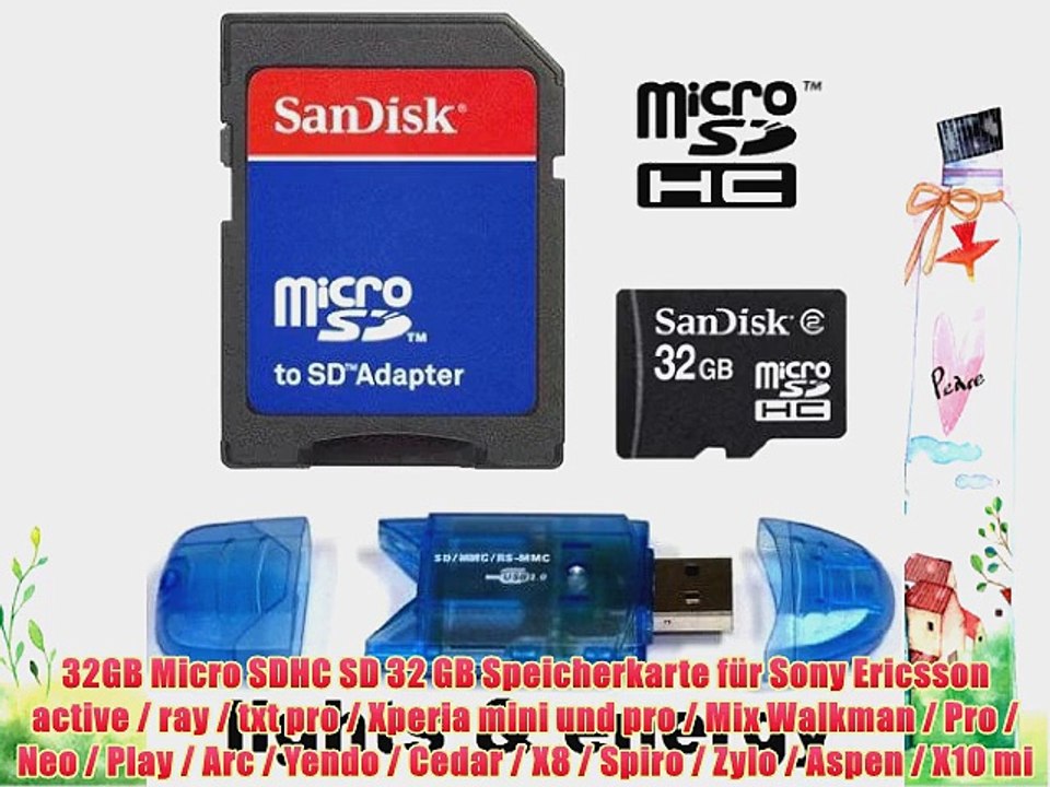 32GB Micro SDHC SD 32 GB Speicherkarte f?r Sony Ericsson active / ray / txt pro / Xperia mini