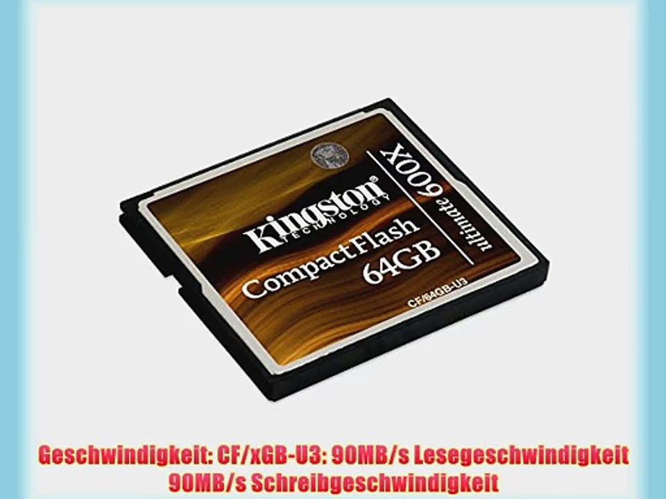 Kingston CF/64GB-U3 CompactFlash-Karte Ultimate 600x - 64 GB