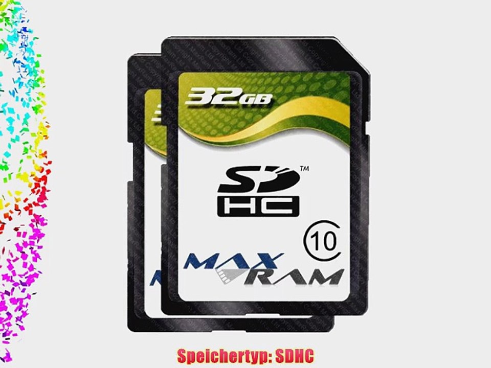 2er Pack Speicherkarte SD SDHC 32 GB - Class 10 f?r Canon EOS 1100D/600D Canon PowerShot G12/SX130