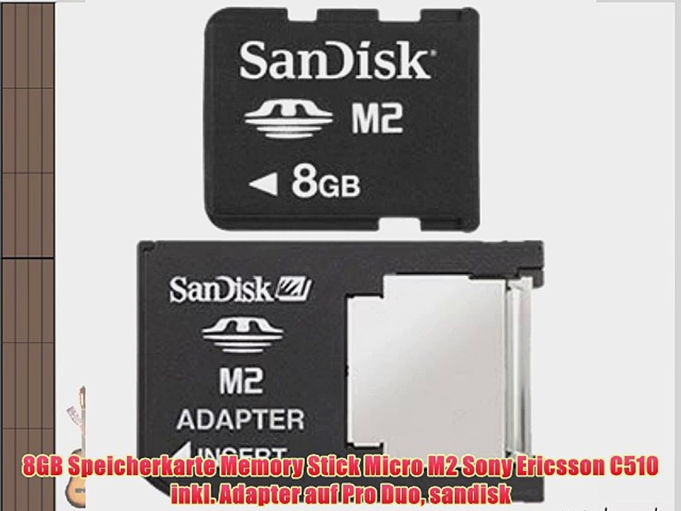 8GB Speicherkarte Memory Stick Micro M2 Sony Ericsson C510 inkl. Adapter auf Pro Duo sandisk